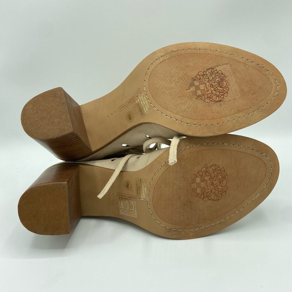 Vince Camuto Tressa Booties 10 Beige Suede Leather‎ Lace Up Sandals - Picture 4 of 9